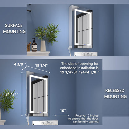 Bathroom Medicine Cabinet with Mirror and Lights 20" W x 32" H LED, Right Hinge - Boost-M2