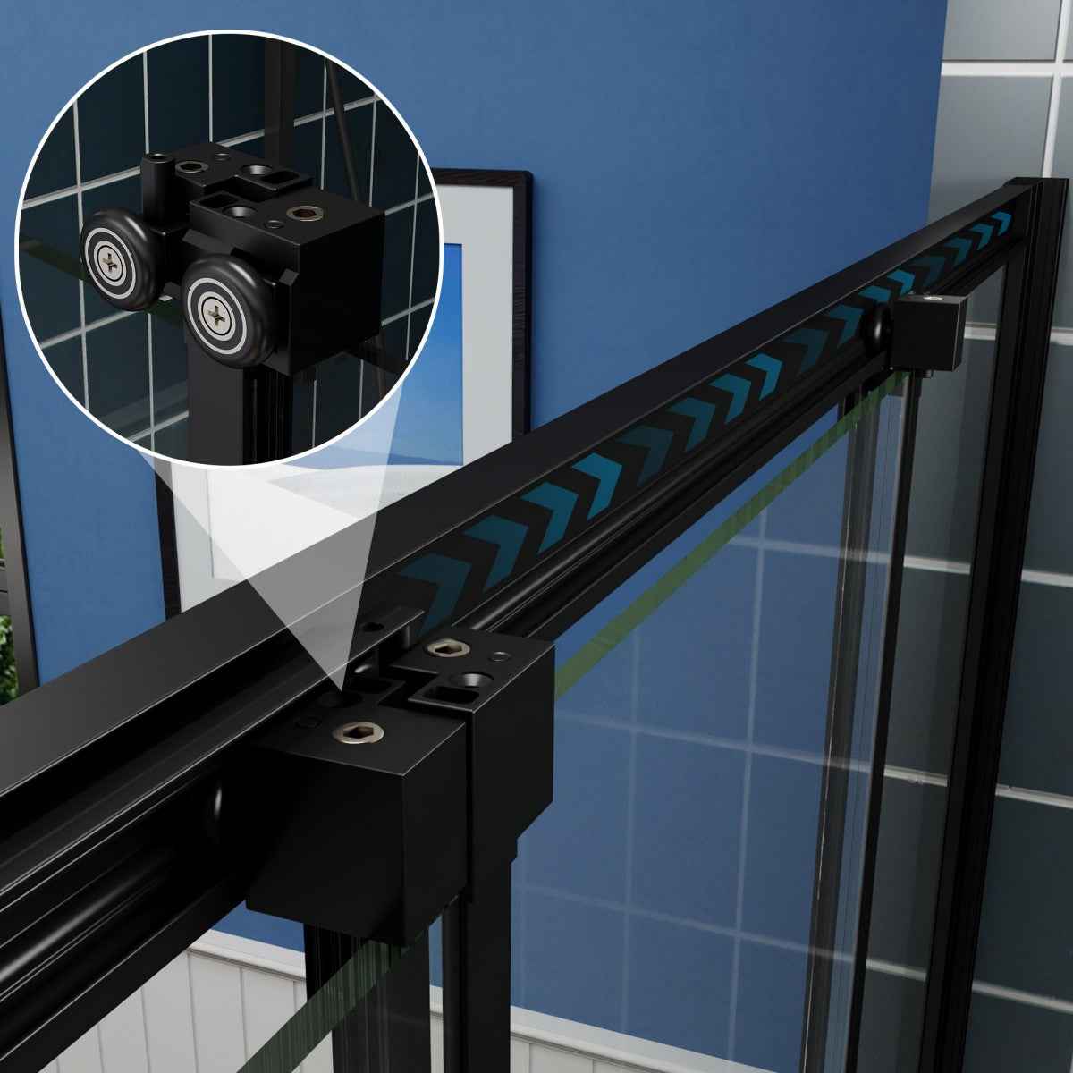 Nexus 56-60W x 70.H Easy Clean Double Framed Sliding Shower Door with 1/4" (6mm) Clear SGCC Tempered Glass,Matte Black Finish (Copy)