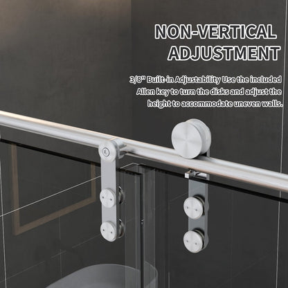 Anchor-B Allsumhome 56"-60"W x 76"H Frameless Sliding Shower Door,8mm Tempered Glass Shower Enclosure,Double Easy Clean Coat,Brushed Nickel,Buffer
