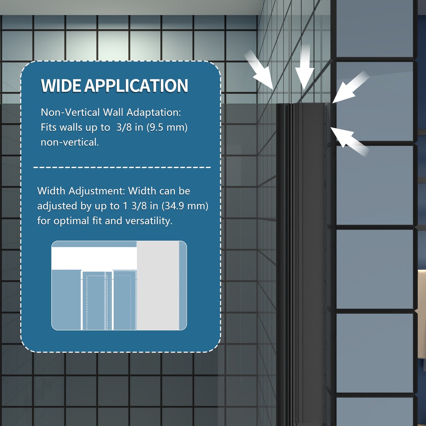 Classy-G 36-37.3" W x 72" H Pivot Frameless Shower Door Matte Black Smoke Gray Glass Shower Door with Handle