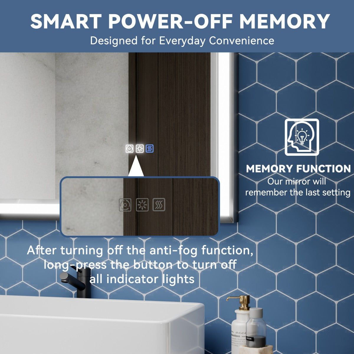 Verloar 22" W x 34" H Framed Lighted Bathroom Mirror,Dimmable,Anti Fog,Front-Lit Illumination,Matte Black