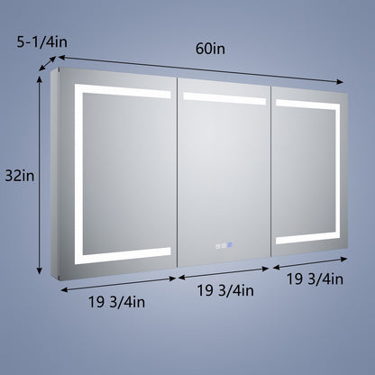 Boost 60" W x 32" H LED Lighted Bathroom Medicine Cabinet with Mirror Recessed or Surface led Medicine Cabinet