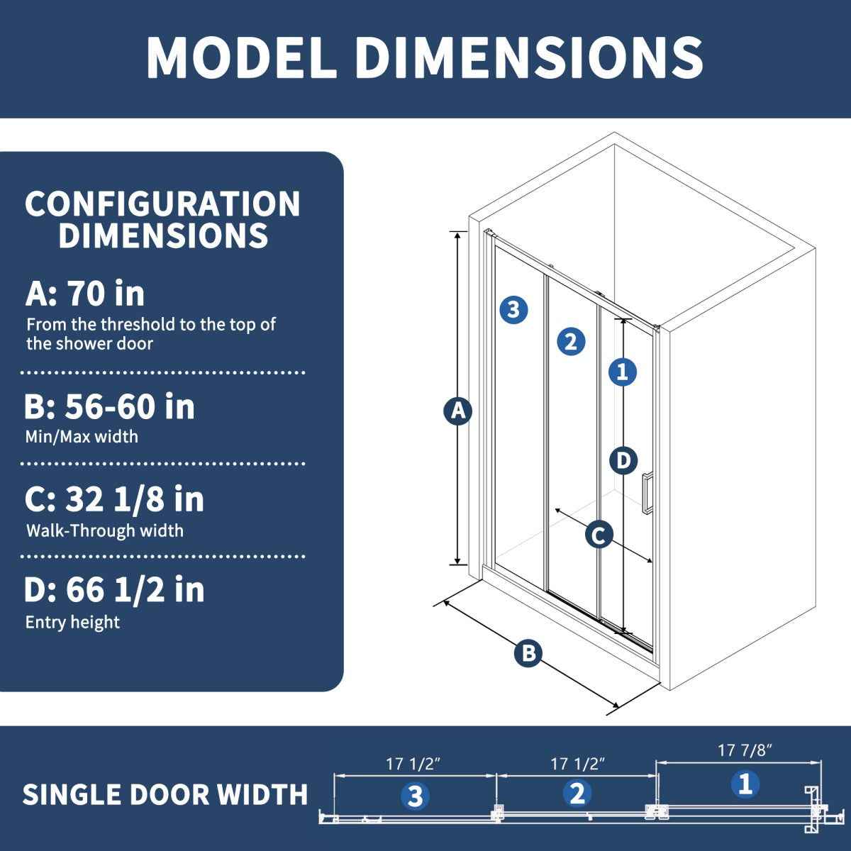 Nexus 56-60W x 70.H Easy Clean Double Framed Sliding Shower Door with 1/4" (6mm) Clear SGCC Tempered Glass,Matte Black Finish (Copy)