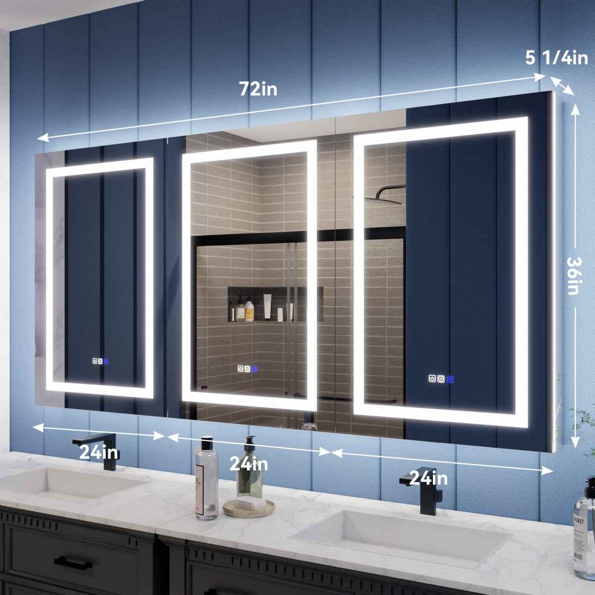 Illusion-B 72" x 36" LED Medicine Cabinets with Magnifiers Front and Back Light