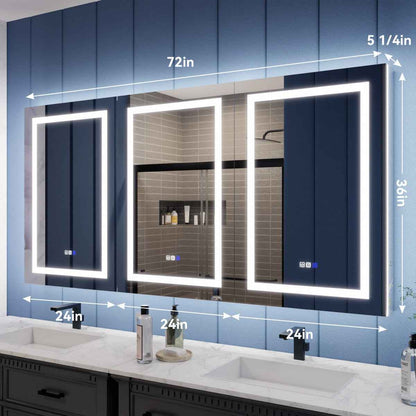 Illusion-B 72" x 36" LED Medicine Cabinets with Magnifiers Front and Back Light