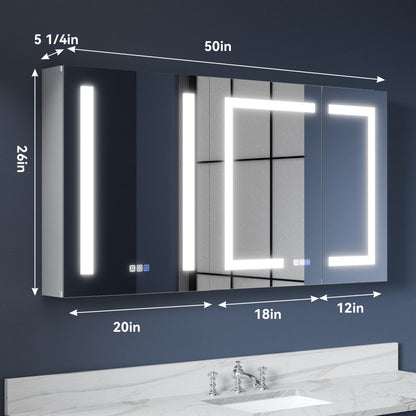 LED Lighted Recessed Medicine Cabinet - 50"W x 26"H Medicine Cabinet with Mirror, Recessed or Surface Mounted|ExBrite Boost-M1