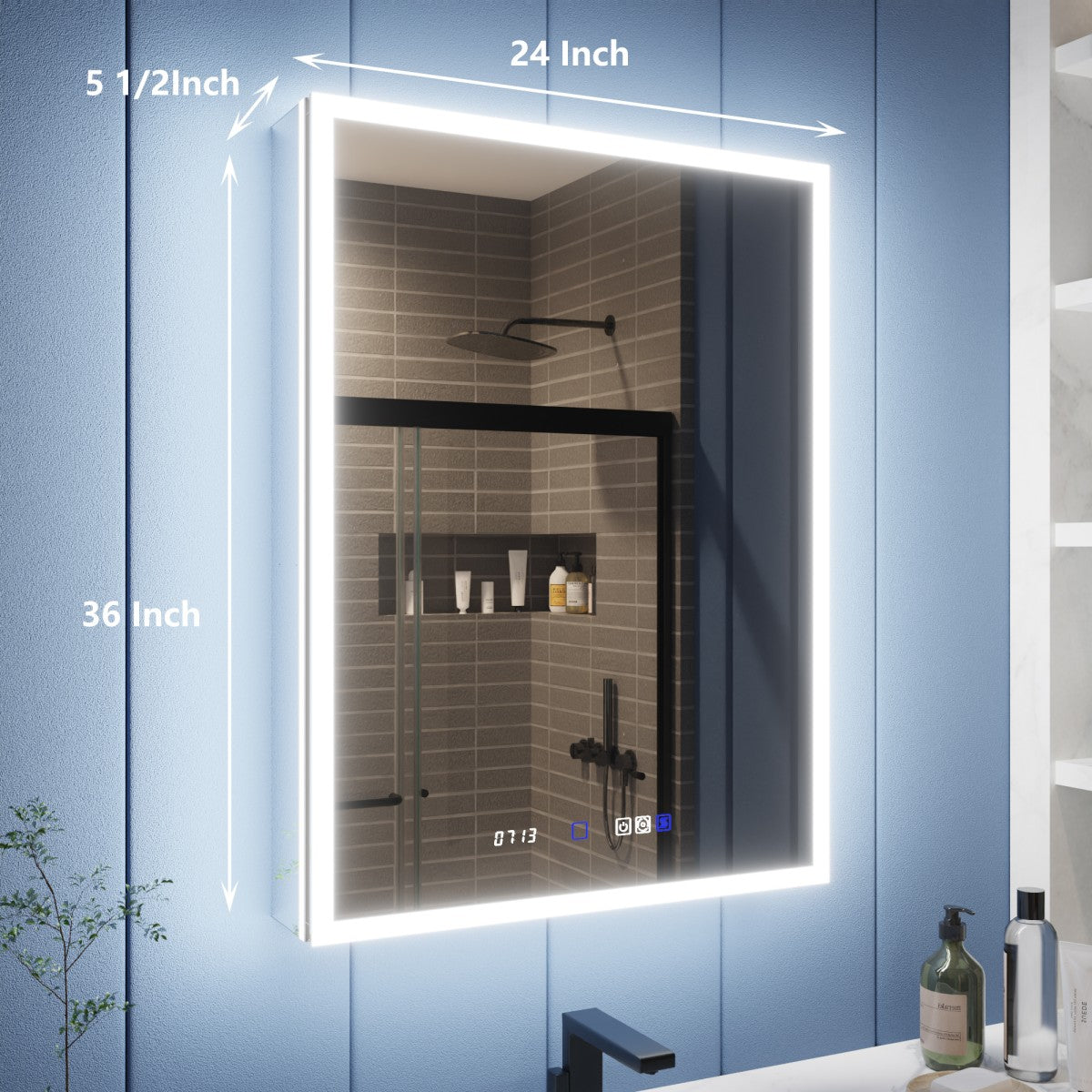 Illusion 24" x 36" Medicine Cabinet with Mirror Led,Front and Back Light,Hinge on Left