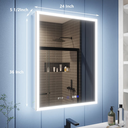 Illusion 24" x 36" Medicine Cabinet with Mirror Led,Front and Back Light,Hinge on Left