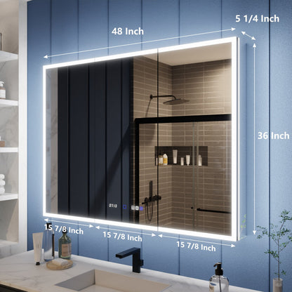 Illusion 48" x 36" LED Lighted Medicine Cabinet with Magnifiers Front and Back Light-BMA