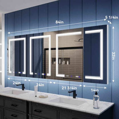 Illusion-B 84" x 32" Medicine Cabinet Led with Magnifiers Front and Back Light