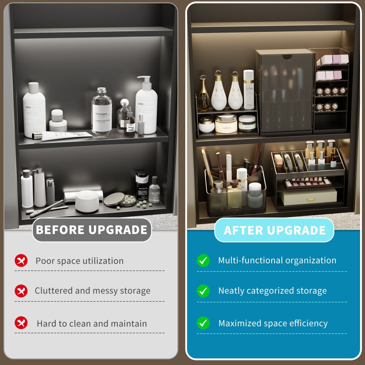 Premium Collection (4 Organizers) – Acrylic Medicine Cabinet Organizer Set