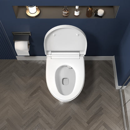 ExBrite Smart toilet with Built-in Adjustable Temp Heated Seat, Auto Flush, 1.28 GPF, Foot sensor Flush, White Night Light - ExBriteUSA