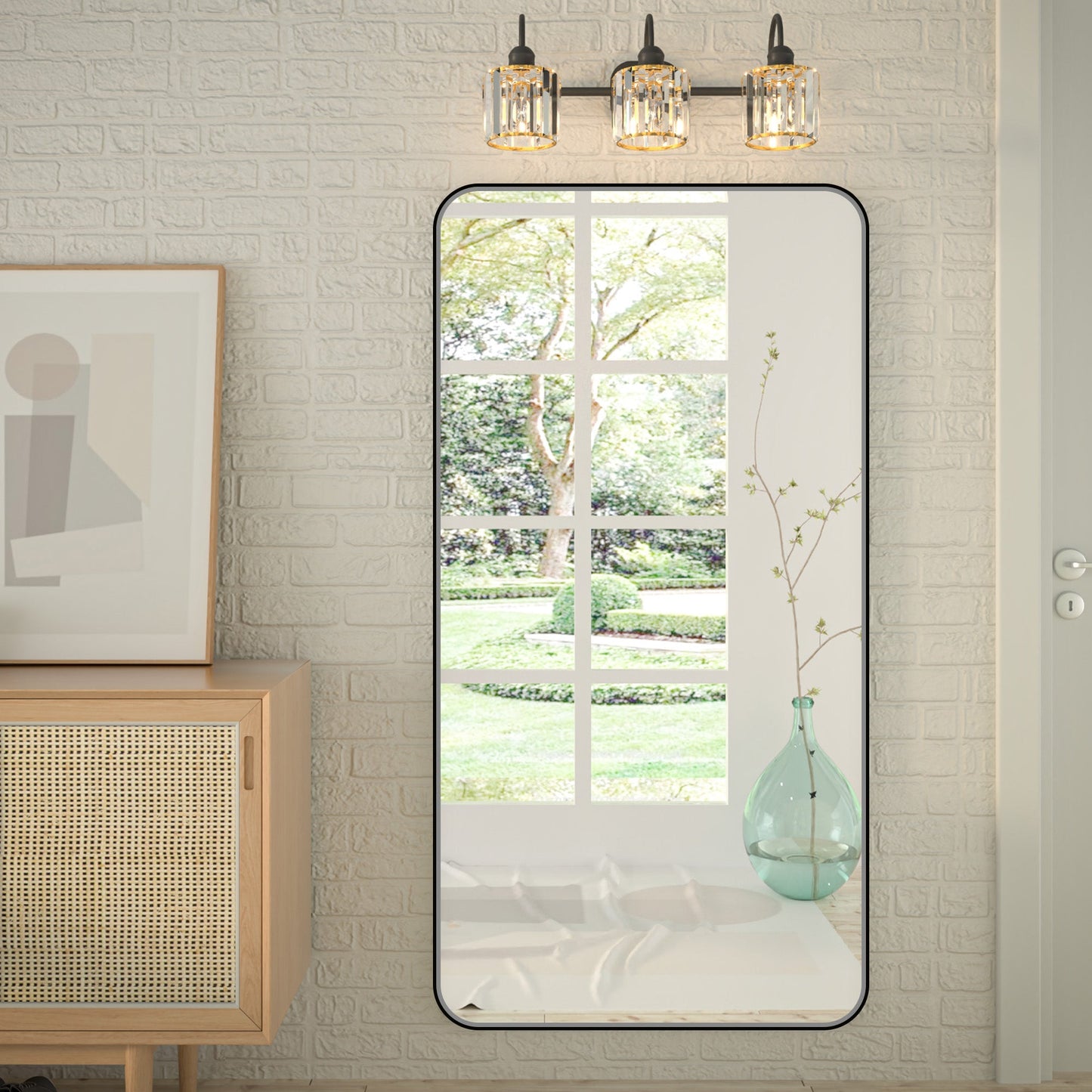Noir 60" x 30" Vanity Mirror �C Modern, Elegant, Rectangular Wall Mirror with Tempered Glass, Shatterproof, Rust-Resistant, Matte Black Frame for Bathroom, Living Room & Hallway - ExBriteUSA