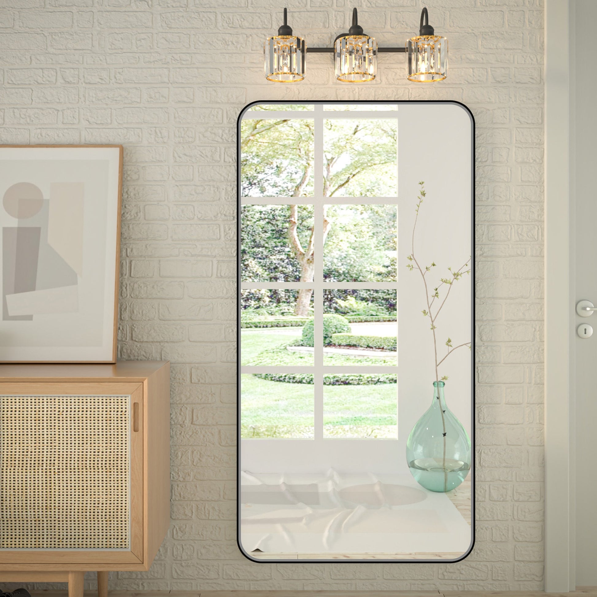 Noir 60" x 30" Vanity Mirror �C Modern, Elegant, Rectangular Wall Mirror with Tempered Glass, Shatterproof, Rust-Resistant, Matte Black Frame for Bathroom, Living Room & Hallway - ExBriteUSA