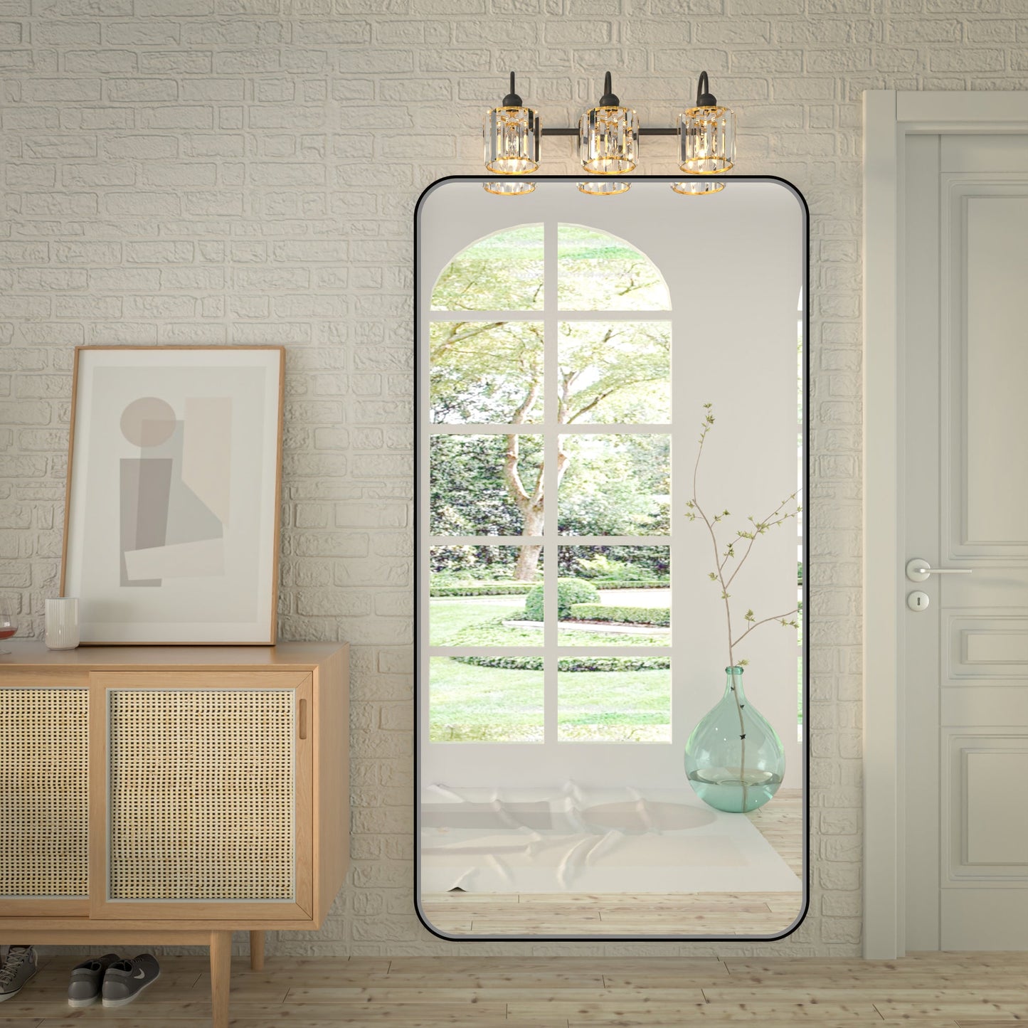 Noir 72" x 36" Vanity Mirror �C Modern, Elegant, Rectangular Wall Mirror with Tempered Glass, Shatterproof, Rust-Resistant, Matte Black Frame for Bathroom, Living Room & Hallway - ExBriteUSA