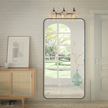 Noir 72" x 36" Vanity Mirror �C Modern, Elegant, Rectangular Wall Mirror with Tempered Glass, Shatterproof, Rust-Resistant, Matte Black Frame for Bathroom, Living Room & Hallway - ExBriteUSA