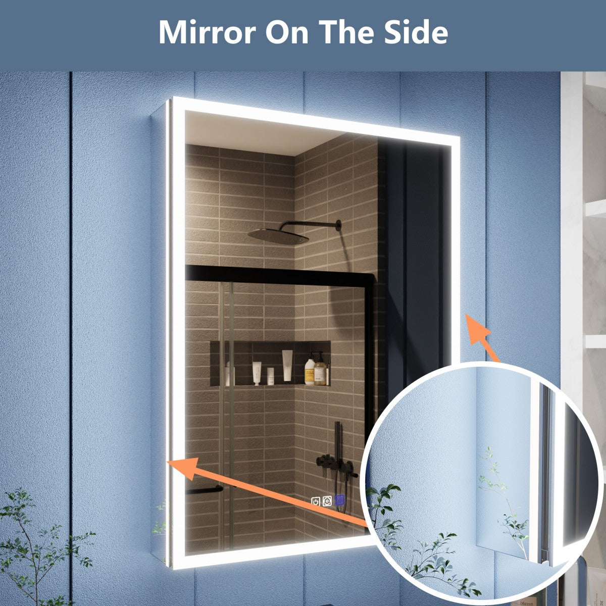 Illusion 24" x 32" LED Lighted Medicine Cabinet with Magnifiers Front and Back Light,Hinge on the Right