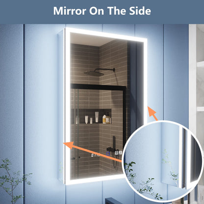 Illusion 24" x 36" Medicine Cabinet with Mirror Led,Front and Back Light,Hinge on Left