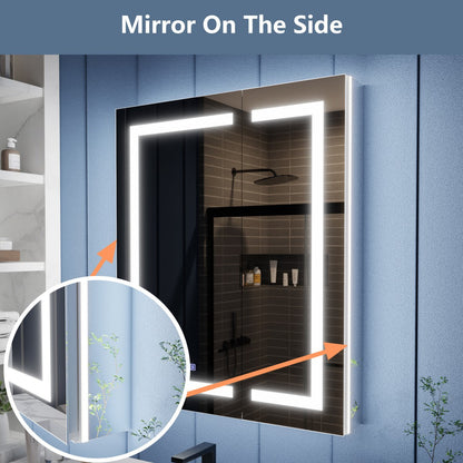 Illusion-B 30" x 36" LED Lighted Inset Mirrored Medicine Cabinet with Magnifiers Front and Back Light
