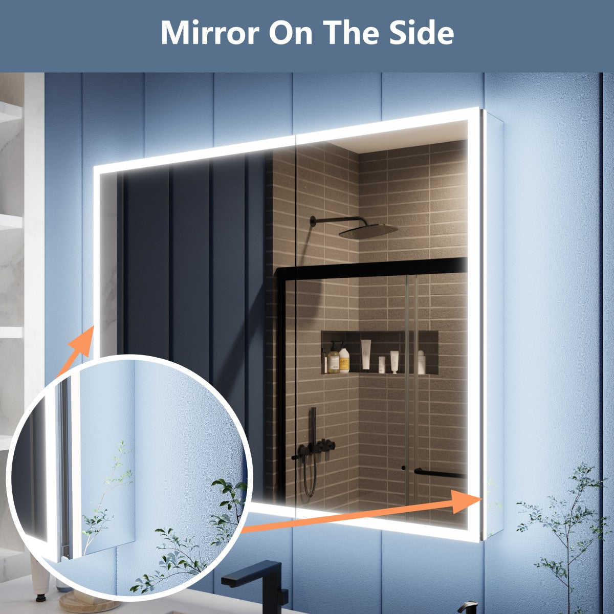 Illusion 40" x 32" LED Medicine Cabinet with Lights, Magnifiers Front and Back Light