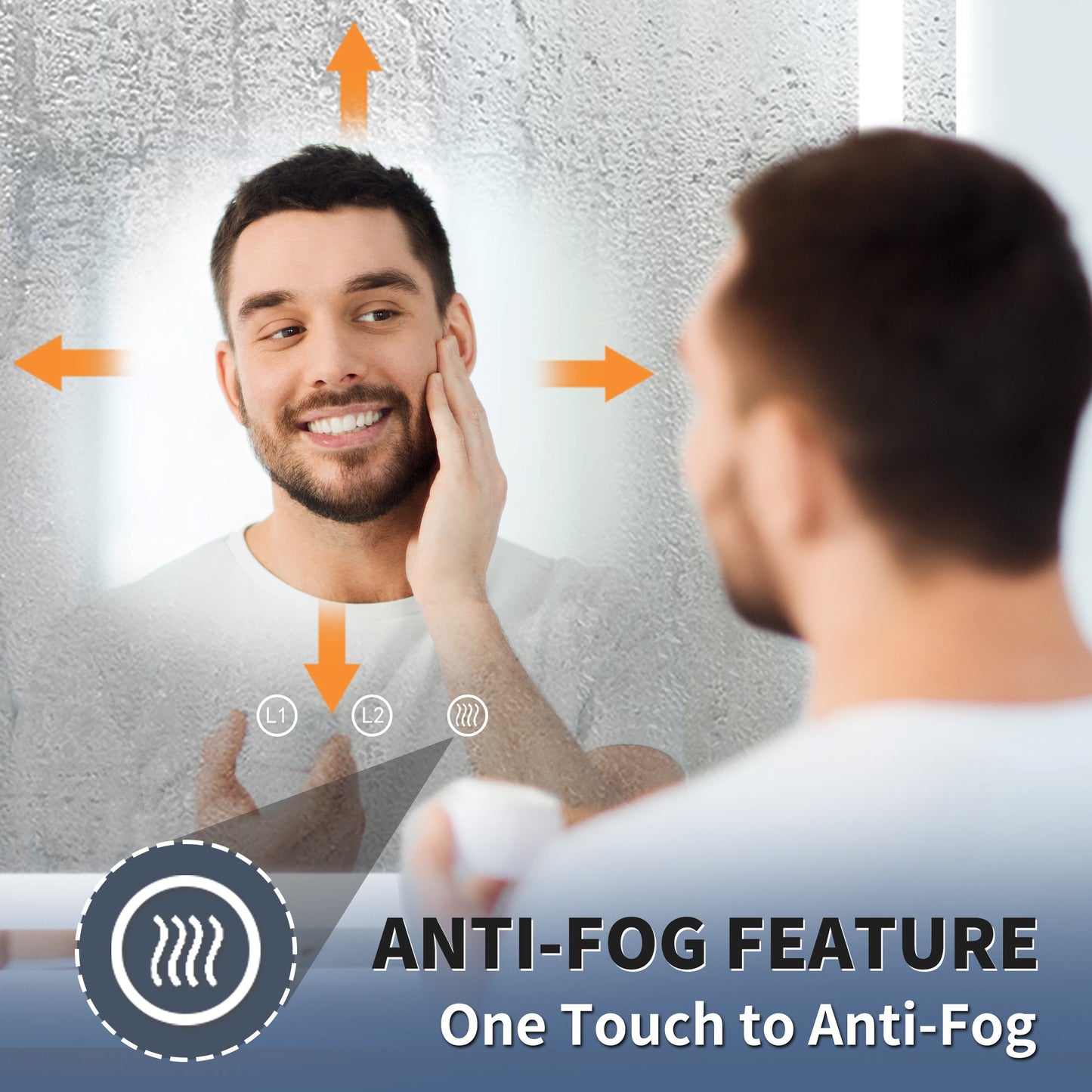 Apex 24" W x 32" H LED Bathroom Light Mirror,Anti Fog,Dimmable,Three Lighting Modes