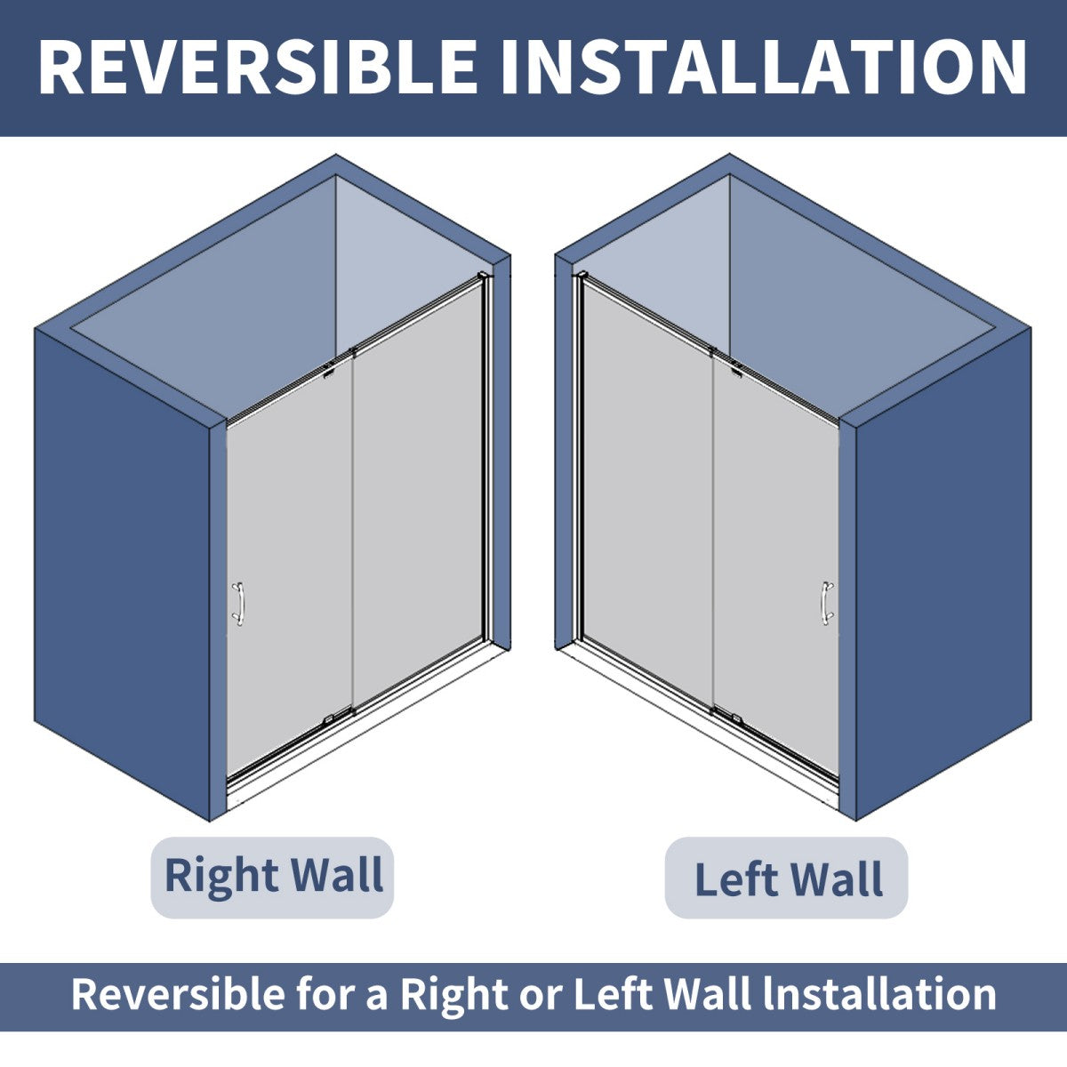 Flexi 44-48"x71" Frameless Shower Door in Brushed Nickel,Water Repellent Glass with Seal Strip Parts and Handle,6mm Glass Shower Door - ExBriteUSA