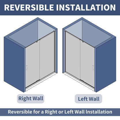 Flexi 44-48"x71" Frameless Shower Door in Brushed Nickel,Water Repellent Glass with Seal Strip Parts and Handle,6mm Glass Shower Door - ExBriteUSA
