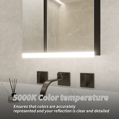 ExBrite 15 in. W x 26 in. H Medicine Cabinet,for surface mounting,Aluminum alloy matte black,single color temperature 5000K - ExBriteUSA