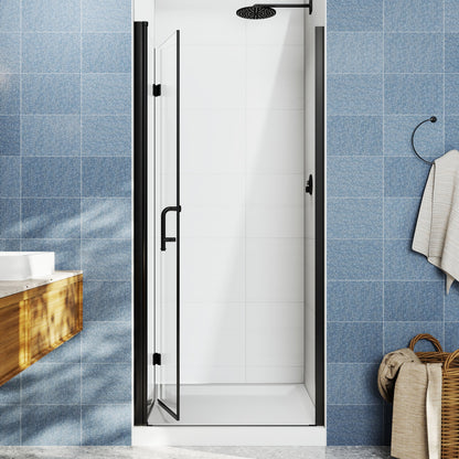 Adapt Allsumhome Bifold Shower Door 36-38 in.W x 72 in.H Pivot Swing Shower Doors,Matte Black,Clear Tempered Glass