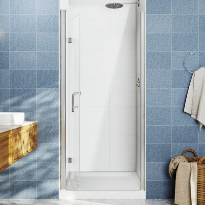 Adapt Allsumhome Bifold Shower Door 34-36 in.W x 72 in.H Pivot Swing Shower Doors,Brushed Nickel,Clear Tempered Glass