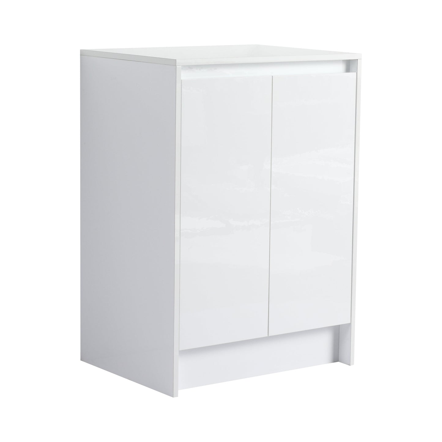 Allsumhome 24' freestanding Bathroom Storage Cabinet, 2-Soft Close Doors, Glossy White,(KD-Packing)
