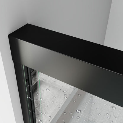 Glide-Bpro 58-60 in. Framed Double Sliding Tub Door,Bypass Bathtub Shower Tempered Glass Door,Matte Black,Explosion-Proof Film