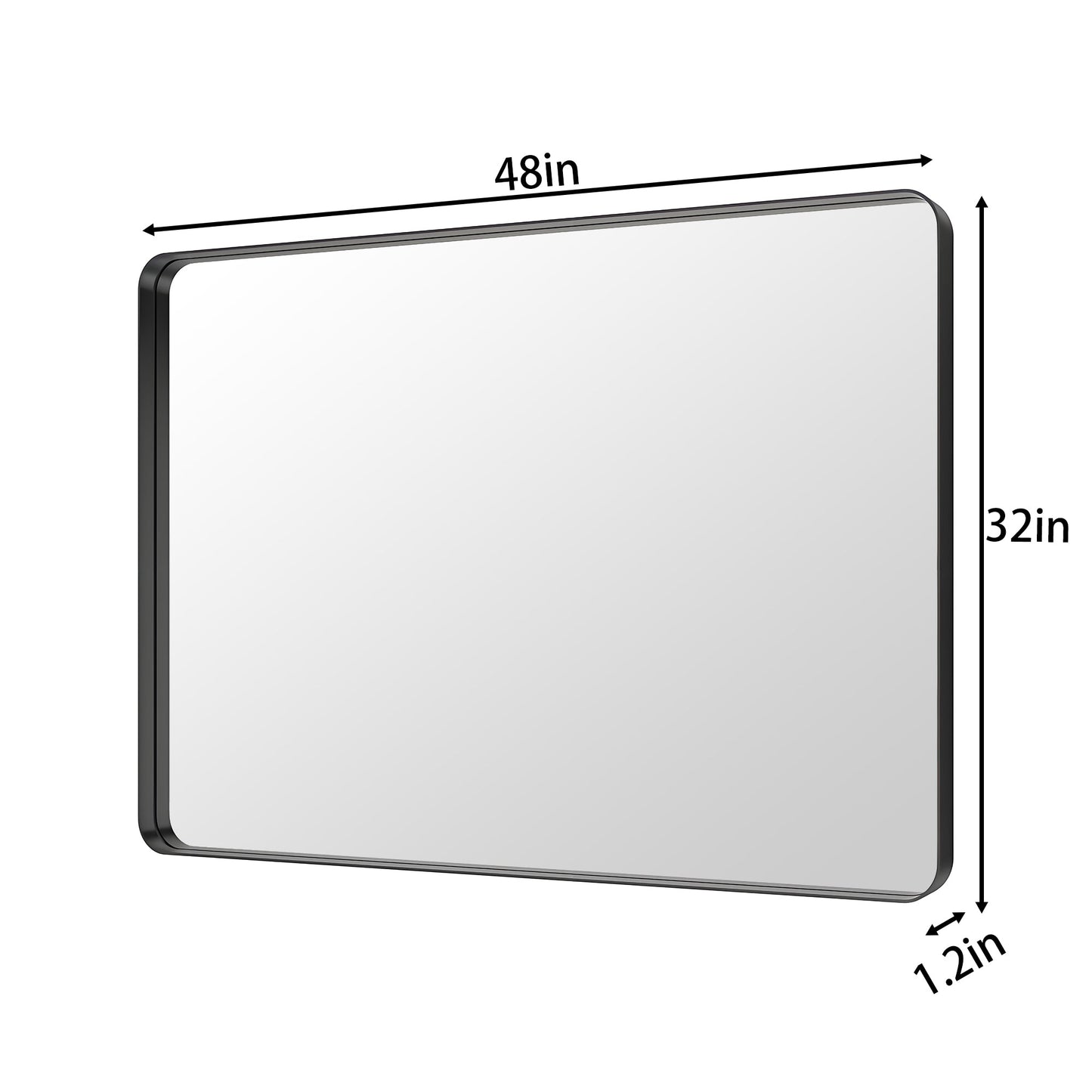 Noir 48" x 32" Vanity Mirror �C Modern, Elegant, Rectangular Wall Mirror with Tempered Glass, Shatterproof, Rust-Resistant, Matte Black Frame for Bathroom, Living Room & Hallway - ExBriteUSA