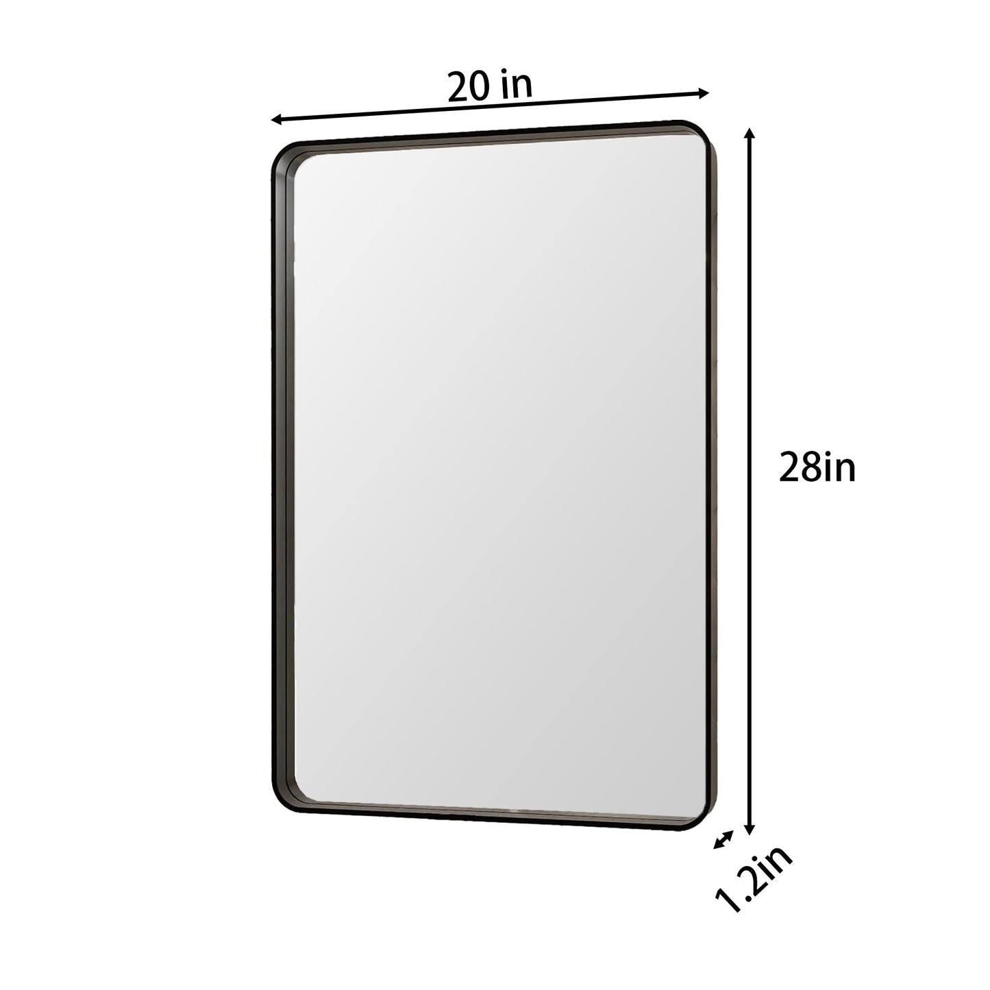 Noir 20" x 28" Vanity Mirror �C Modern, Elegant, Rectangular Wall Mirror with Tempered Glass, Shatterproof, Rust-Resistant, Matte Black Frame for Bathroom, Living Room & Hallway - ExBriteUSA