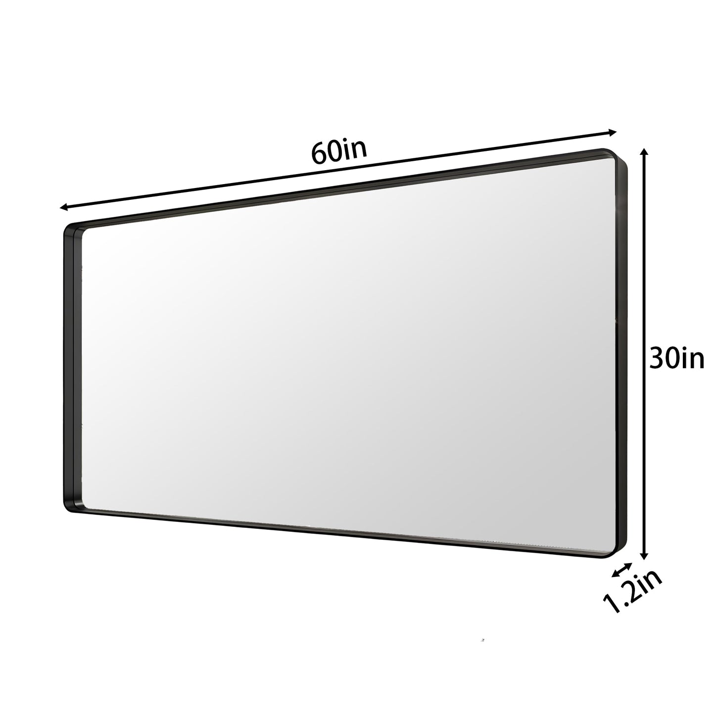 Noir 60" x 30" Vanity Mirror �C Modern, Elegant, Rectangular Wall Mirror with Tempered Glass, Shatterproof, Rust-Resistant, Matte Black Frame for Bathroom, Living Room & Hallway - ExBriteUSA