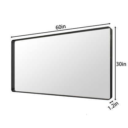 Noir 60" x 30" Vanity Mirror �C Modern, Elegant, Rectangular Wall Mirror with Tempered Glass, Shatterproof, Rust-Resistant, Matte Black Frame for Bathroom, Living Room & Hallway - ExBriteUSA