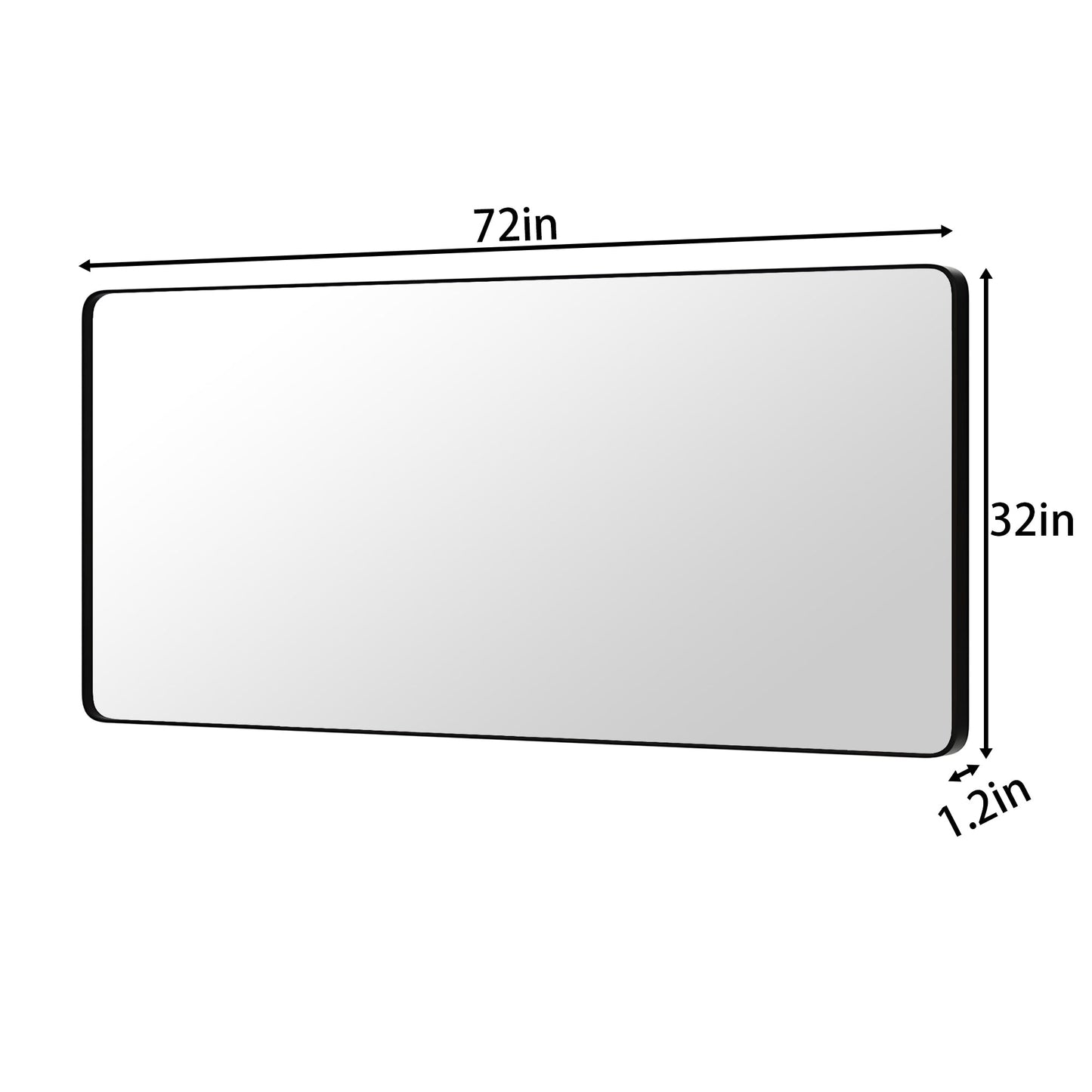 Noir 72" x 32" Vanity Mirror �C Modern, Elegant, Rectangular Wall Mirror with Tempered Glass, Shatterproof, Rust-Resistant, Matte Black Frame for Bathroom, Living Room & Hallway - ExBriteUSA