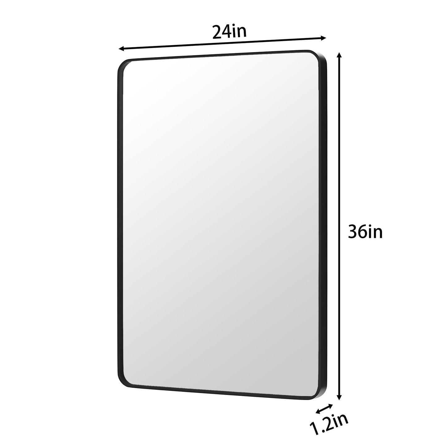 Noir 24" x 36" Vanity Mirror �C Modern, Elegant, Rectangular Wall Mirror with Tempered Glass, Shatterproof, Rust-Resistant, Matte Black Frame for Bathroom, Living Room & Hallway - ExBriteUSA