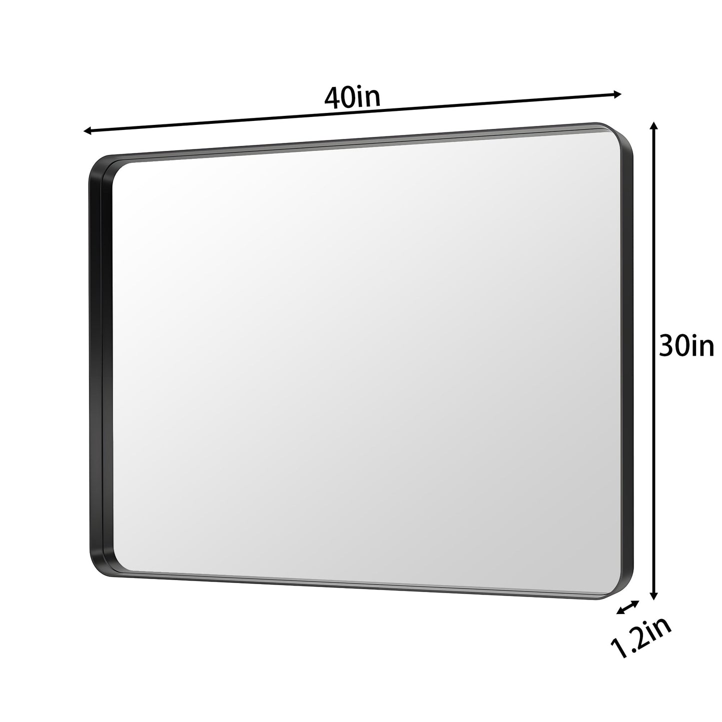 Noir 40" x 30" Vanity Mirror �C Modern, Elegant, Rectangular Wall Mirror with Tempered Glass, Shatterproof, Rust-Resistant, Matte Black Frame for Bathroom, Living Room & Hallway - ExBriteUSA