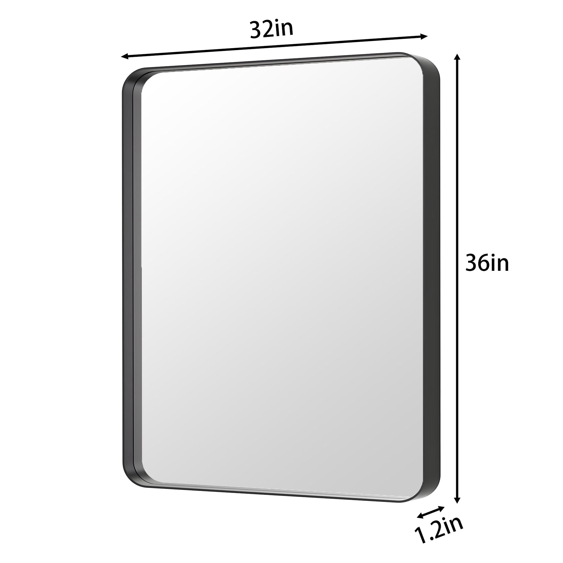 Noir 32" x 36" Vanity Mirror �C Modern, Elegant, Rectangular Wall Mirror with Tempered Glass, Shatterproof, Rust-Resistant, Matte Black Frame for Bathroom, Living Room & Hallway - ExBriteUSA