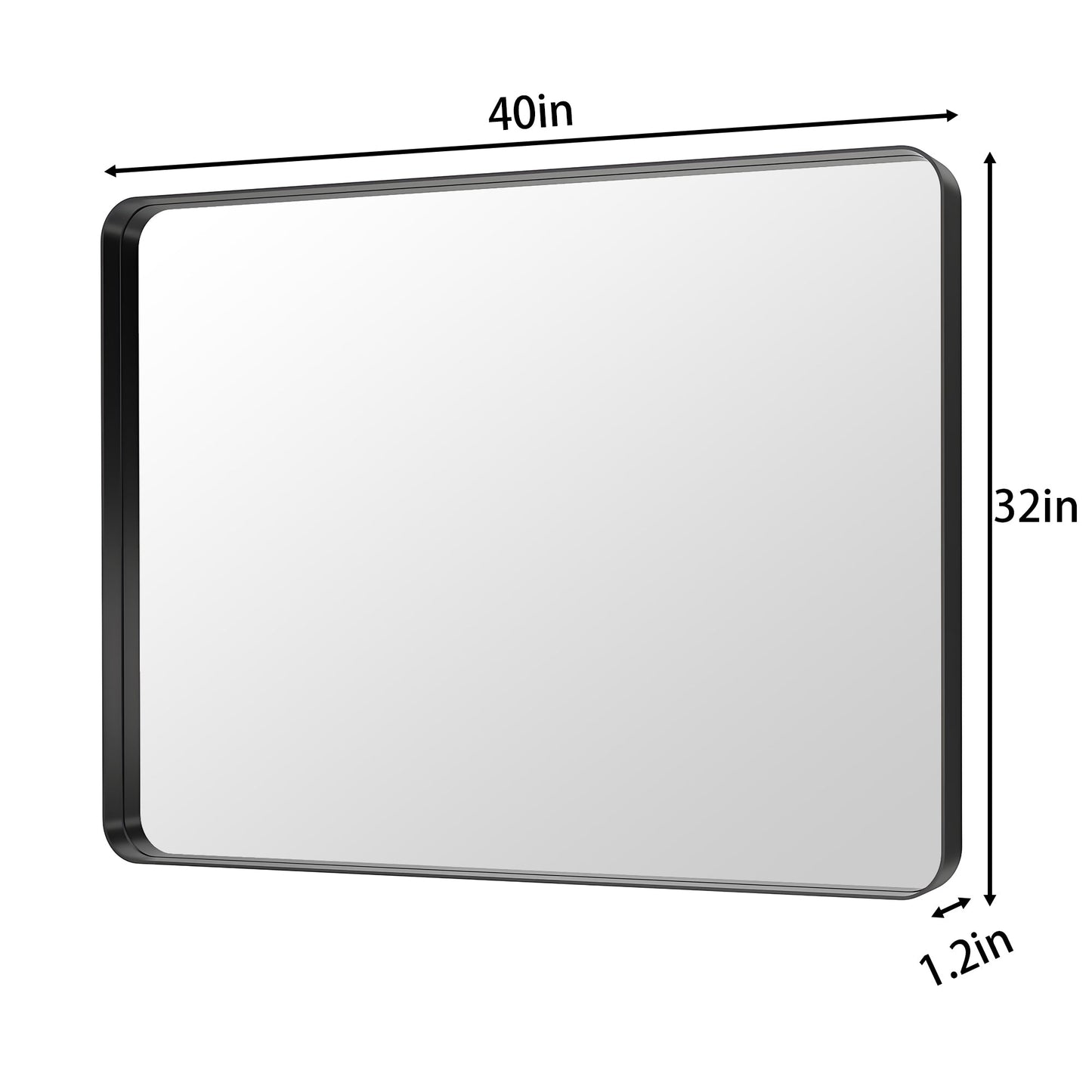 Noir 40" x 32" Vanity Mirror �C Modern, Elegant, Rectangular Wall Mirror with Tempered Glass, Shatterproof, Rust-Resistant, Matte Black Frame for Bathroom, Living Room & Hallway - ExBriteUSA