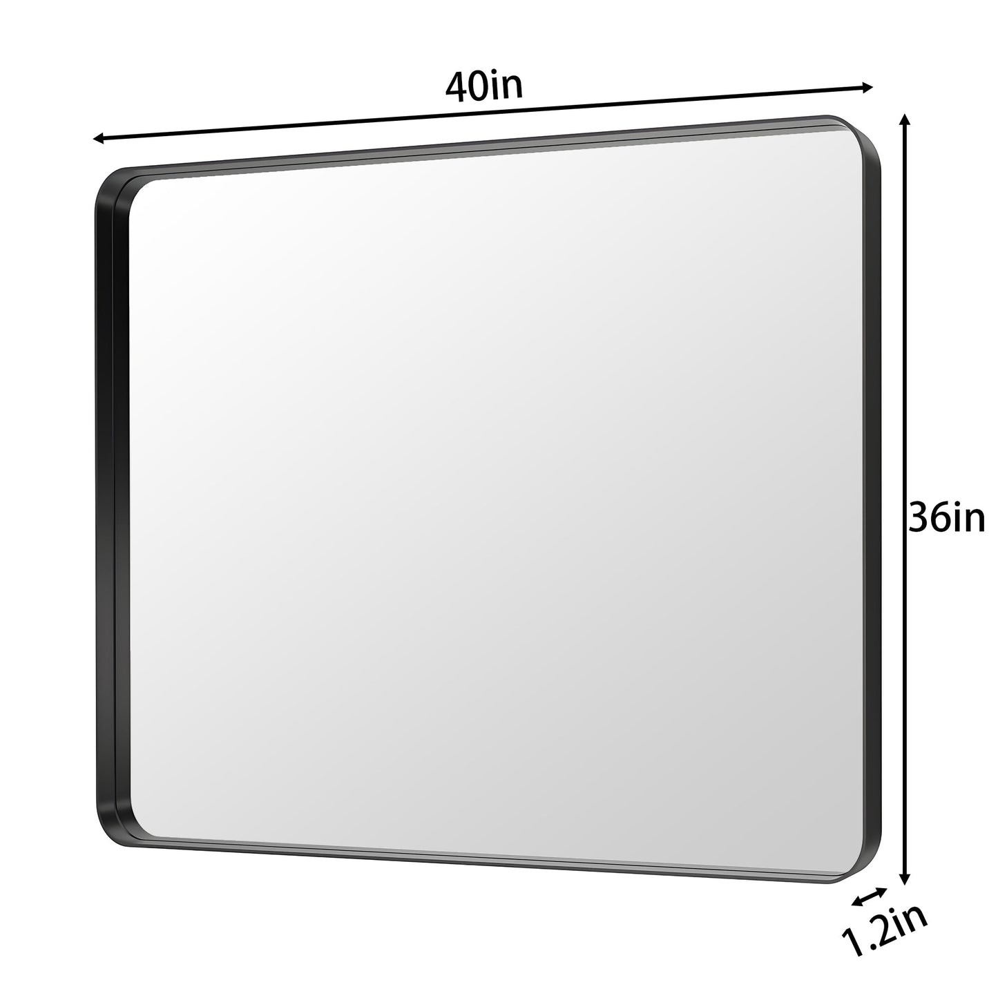 Noir 40" x 36" Vanity Mirror �C Modern, Elegant, Rectangular Wall Mirror with Tempered Glass, Shatterproof, Rust-Resistant, Matte Black Frame for Bathroom, Living Room & Hallway - ExBriteUSA