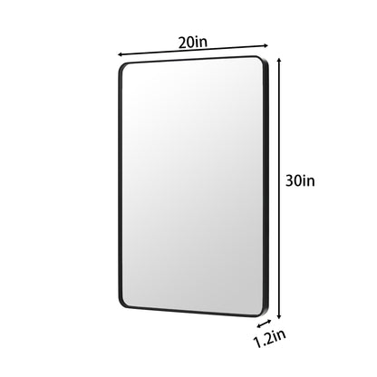 Noir 20" x 30" Vanity Mirror �C Modern, Elegant, Rectangular Wall Mirror with Tempered Glass, Shatterproof, Rust-Resistant, Matte Black Frame for Bathroom, Living Room & Hallway - ExBriteUSA