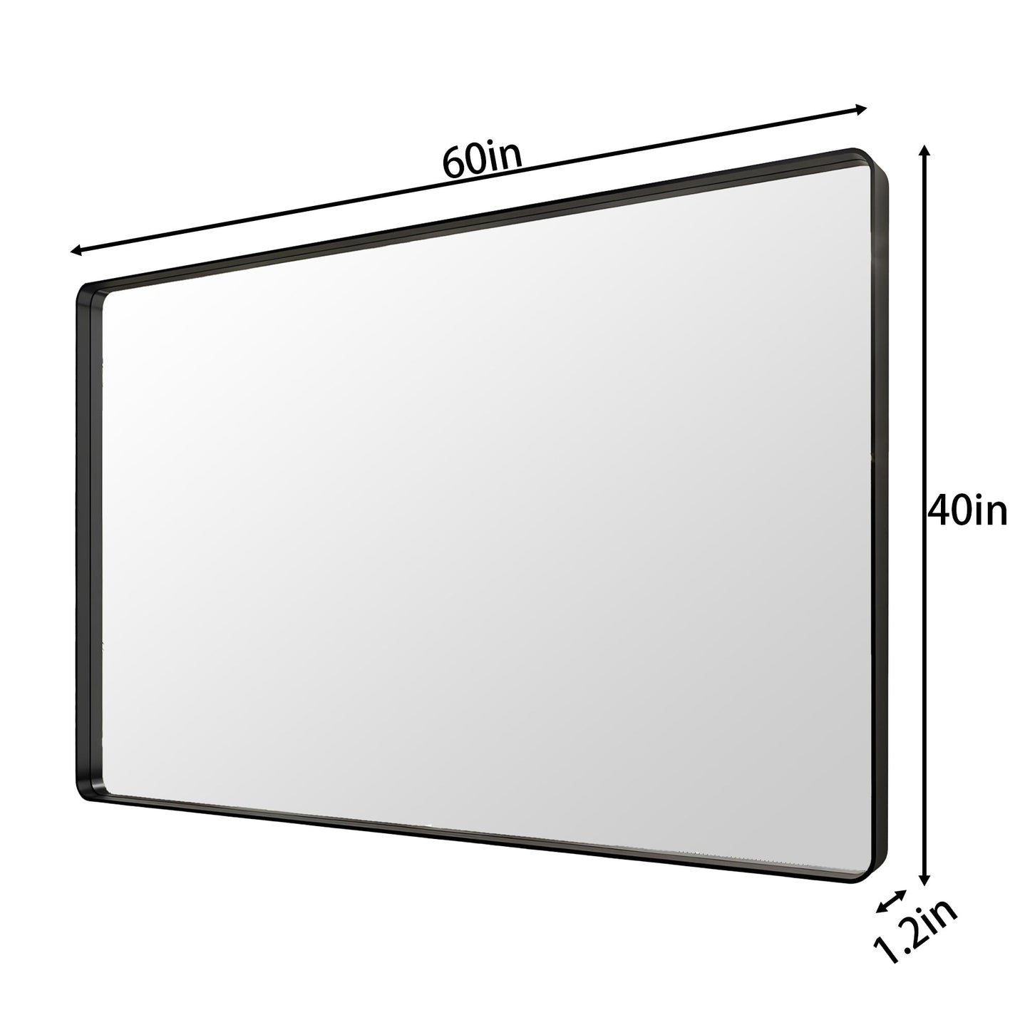 Noir 60" x 40" Vanity Mirror �C Modern, Elegant, Rectangular Wall Mirror with Tempered Glass, Shatterproof, Rust-Resistant, Matte Black Frame for Bathroom, Living Room & Hallway - ExBriteUSA