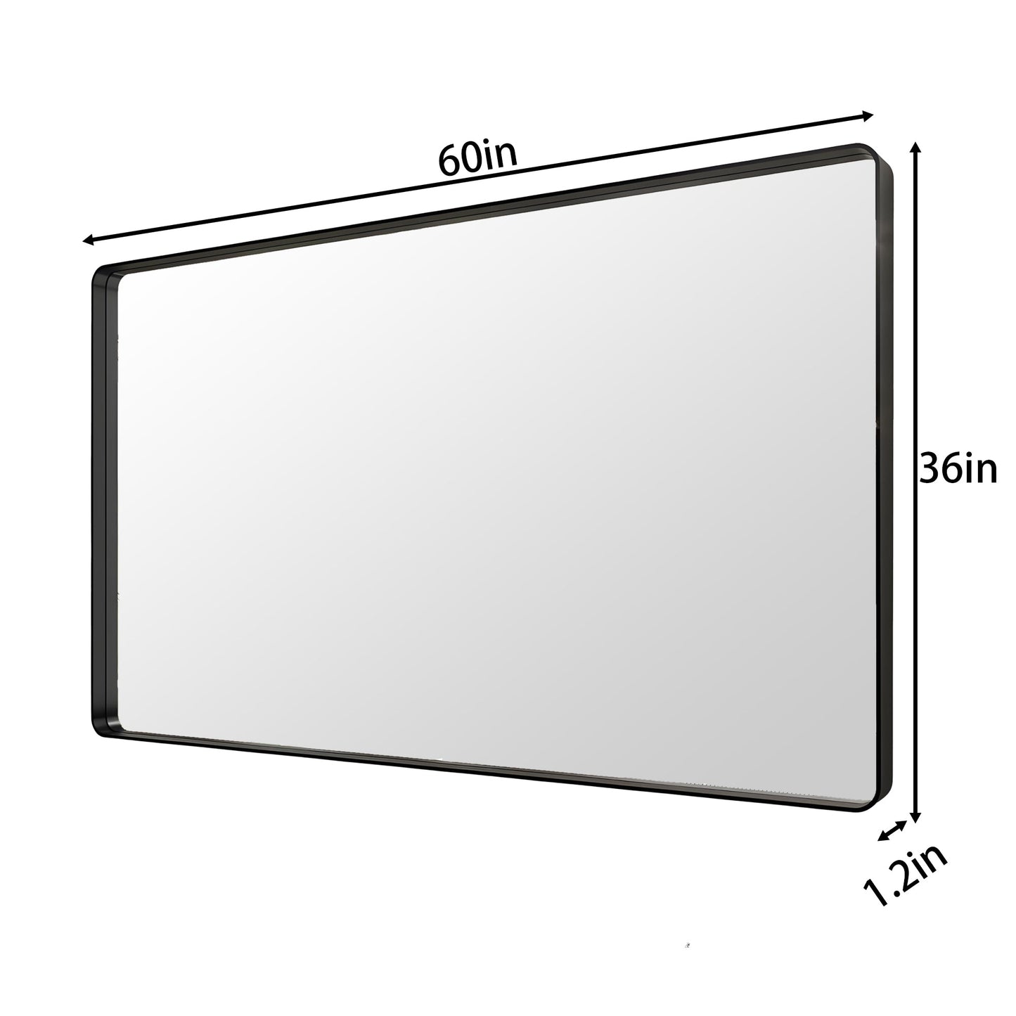 Noir 60" x 36" Vanity Mirror �C Modern, Elegant, Rectangular Wall Mirror with Tempered Glass, Shatterproof, Rust-Resistant, Matte Black Frame for Bathroom, Living Room & Hallway - ExBriteUSA