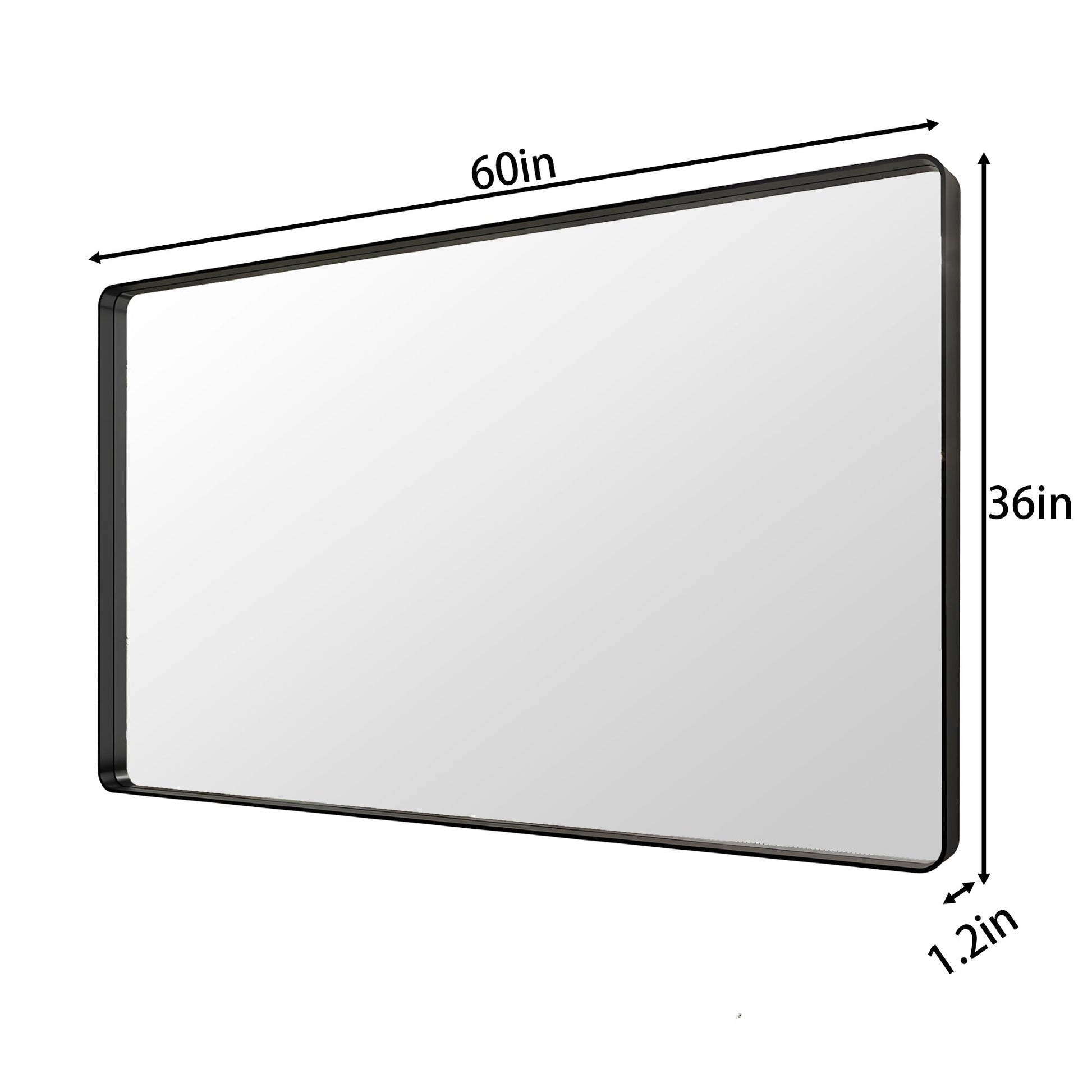 Noir 60" x 36" Vanity Mirror �C Modern, Elegant, Rectangular Wall Mirror with Tempered Glass, Shatterproof, Rust-Resistant, Matte Black Frame for Bathroom, Living Room & Hallway - ExBriteUSA