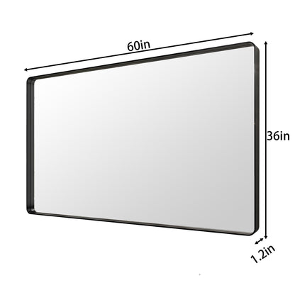Noir 60" x 36" Vanity Mirror �C Modern, Elegant, Rectangular Wall Mirror with Tempered Glass, Shatterproof, Rust-Resistant, Matte Black Frame for Bathroom, Living Room & Hallway - ExBriteUSA