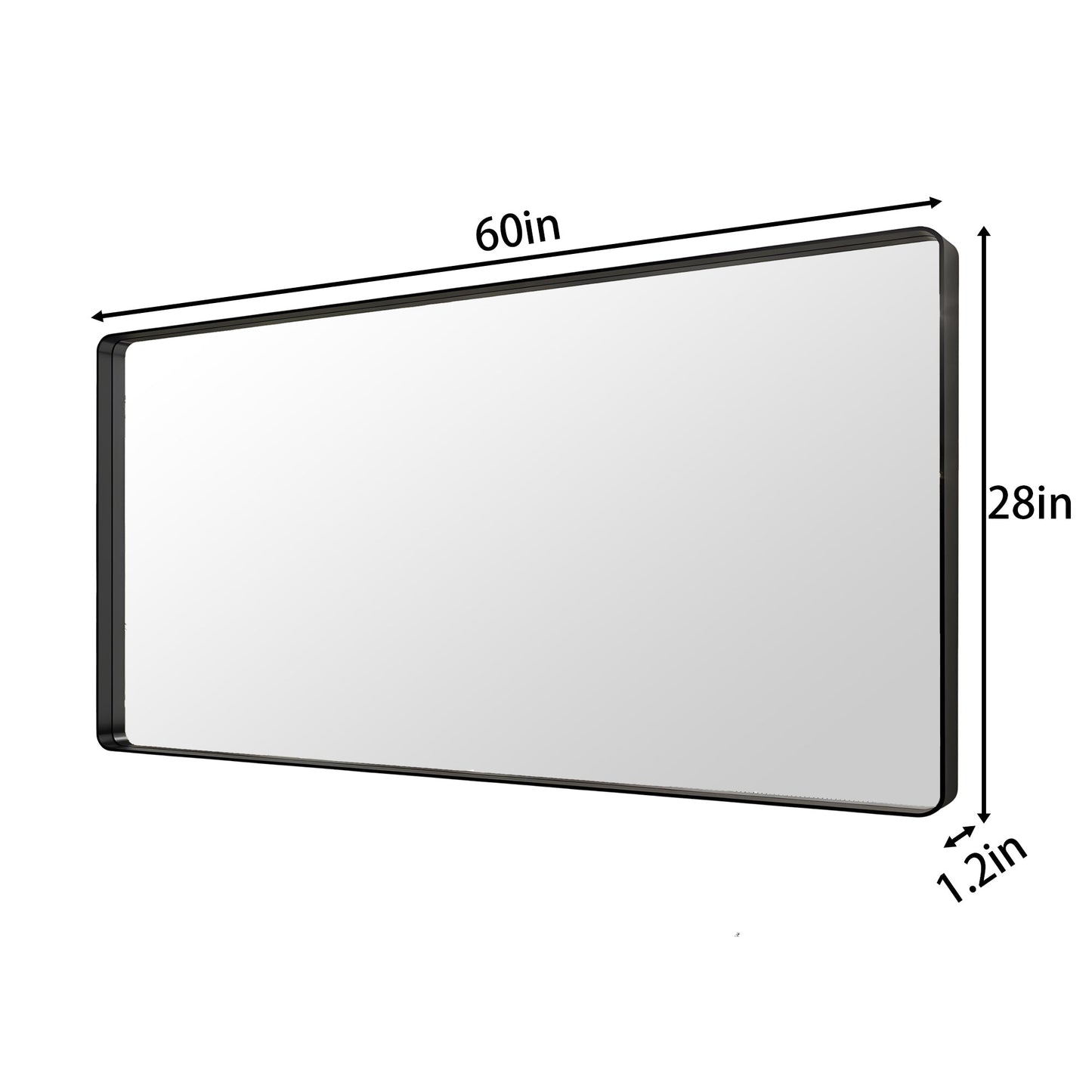 Noir 60" x 28" Vanity Mirror �C Modern, Elegant, Rectangular Wall Mirror with Tempered Glass, Shatterproof, Rust-Resistant, Matte Black Frame for Bathroom, Living Room & Hallway - ExBriteUSA