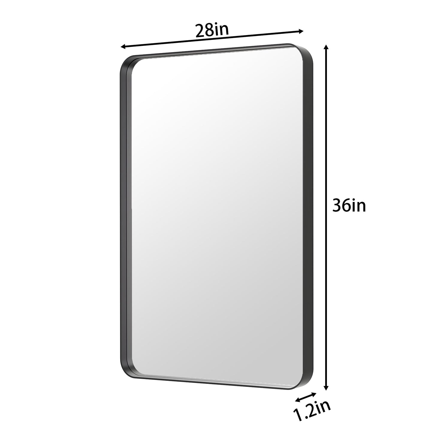 Noir 28" x 36" Vanity Mirror �C Modern, Elegant, Rectangular Wall Mirror with Tempered Glass, Shatterproof, Rust-Resistant, Matte Black Frame for Bathroom, Living Room & Hallway - ExBriteUSA