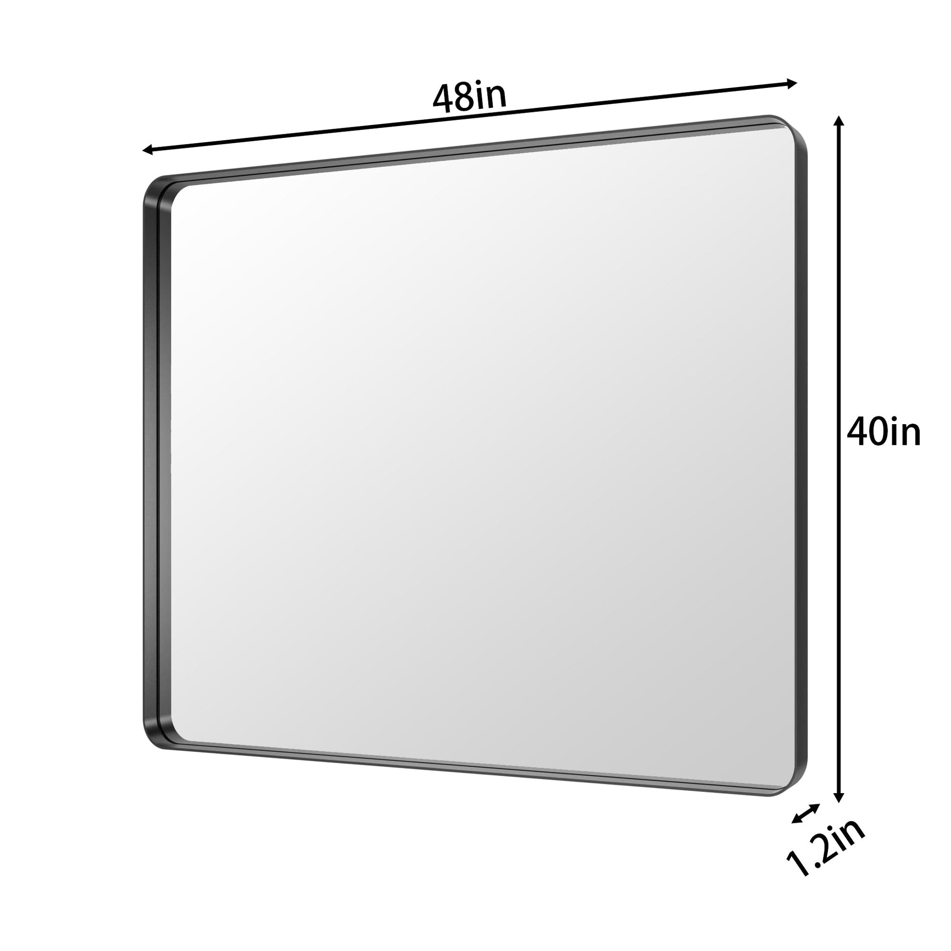 Noir 48" x 40" Vanity Mirror �C Modern, Elegant, Rectangular Wall Mirror with Tempered Glass, Shatterproof, Rust-Resistant, Matte Black Frame for Bathroom, Living Room & Hallway - ExBriteUSA